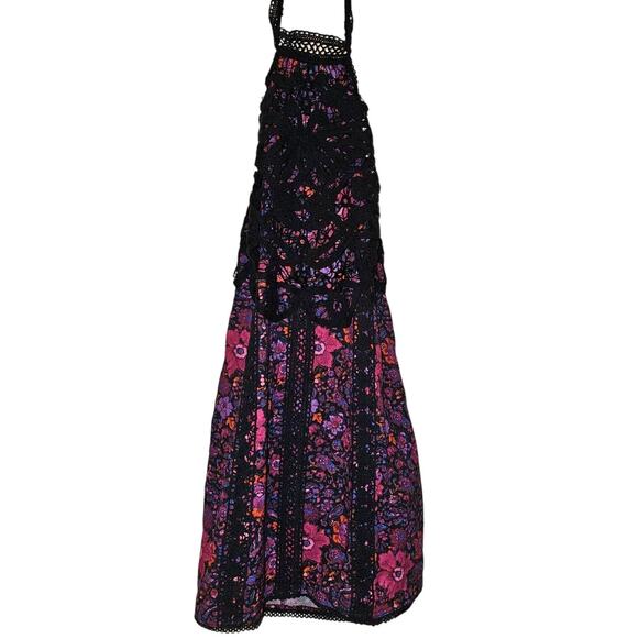 New Free People Miss You Floral Mini Halter Dress $250 Size 10 Purple Boho - Picture 3 of 5